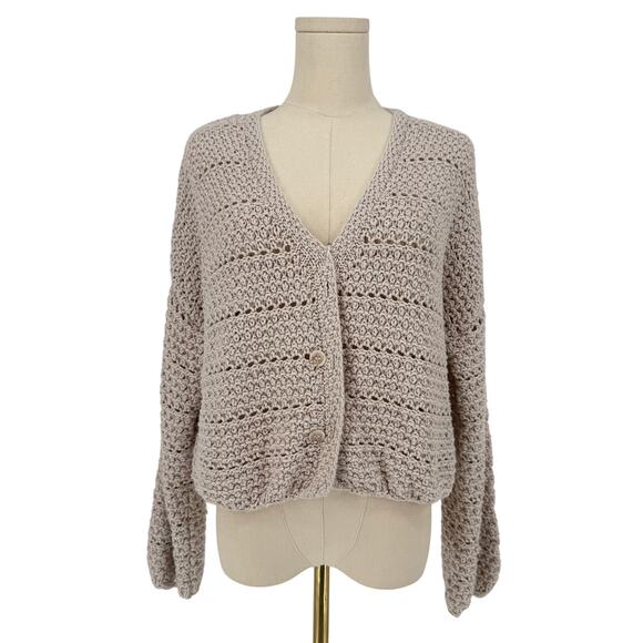 Forever 21 Crochet Cropped Cardigan Sweater Open Knit VTG Y2K Beach Size S - Picture 1 of 7